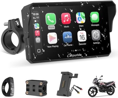 Carpuride W602S PRO Motorcycle Carplay & Android Auto with Type-C Port, 6.25" Motorcycle GPS Navigation System Supports OTA, Car Play Moto Screen with Wired Controller, Dual Bluetooth, Waterproof