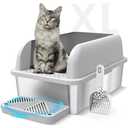 Suzzipaws Enclosed Stainless Steel Cat Litter Box with Lid Extra Large Litter Box for Big Cats XL Metal Litter Pan Tray with High Wall Sides Enclosure, Non-Sticky, Anti-Leakage, Easy Cleaning 