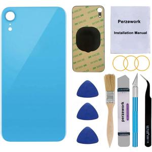 OEM Rear Back Glass Replacement for iPhone XR 6.1 inches with Reparing Toolkit and Pre-Installed Adhesive (Blue)