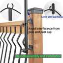2 Pack String Light Poles - Stainless Steel 6.5FT Deck Lights Poles with 2 Wall Hooks for Outdoor Light, String Lights, with SS Screws for Wood Posts Deck Decor (Black)