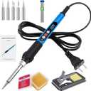 ANBES Soldering Iron Kit, 90W 110V Fast Heat up LCD Digital Soldering Gun kit with Ceramic Heater, 10 in 1 Adjustable Temperature Soldering Kit with Automatic Sleep Mode (Blue)