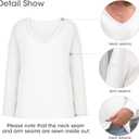 Tankaneo Womens Oversized Long Sleeve Shirts Deep V Neck Fall Tops Casual Loose Fit Tunic Basic Tees (White)