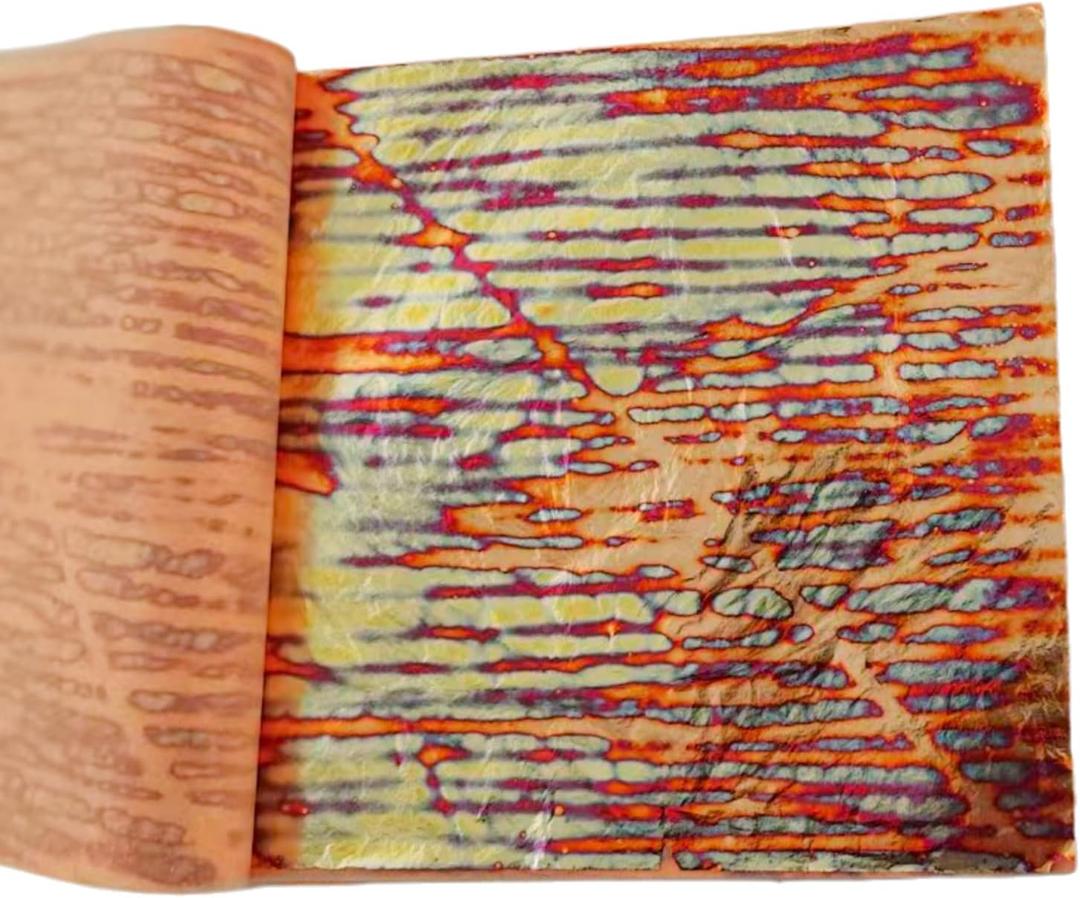 25 Sheet 14 * 14cm Variegated Gold Leaf Sheet Gold Foils Copper Sheets with Unique Designed Pattern (Copper Sunset)