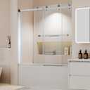 Frameless Sliding Bathtub Shower Door, Brushed Nickel, 60"*60"-1/4"