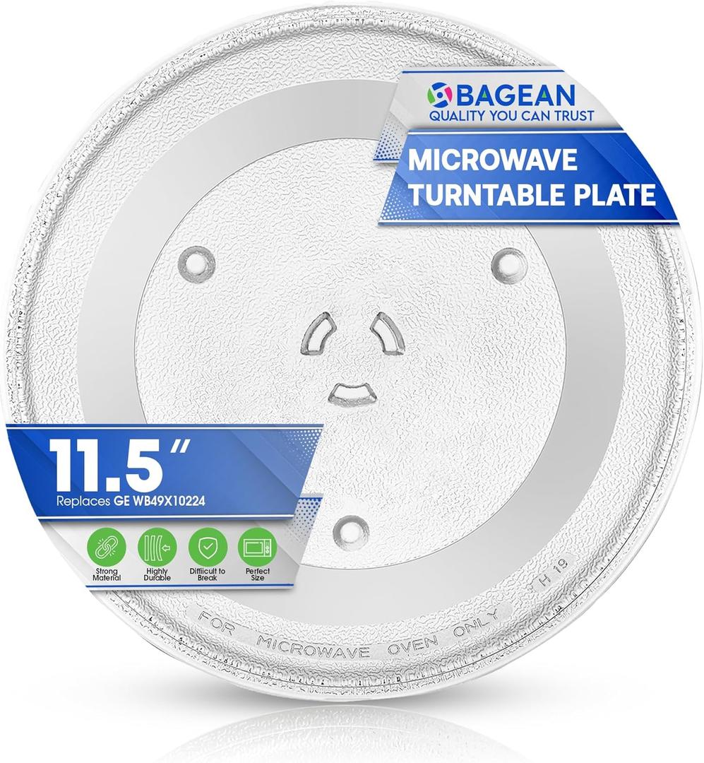 Microwave Plate Replacement 11.5 WB49X10224 Compatible with GE Microwave Glass Plate - Exactly Replaces Rotating Glass Turntable Tray - Oven Spinning Dish Tray for Better Reheating and Cooking