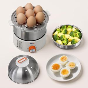 TAKOO 3-in-1 Electric Egg Cooker for Hard Boiled Eggs Poacher, Omelet Maker & Vegetable Steamer, Holds 14