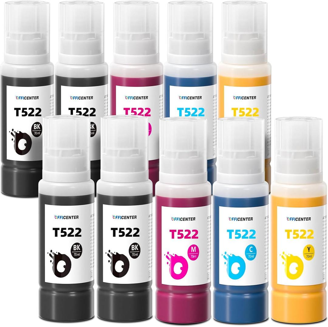 10 Bottles 522 Ink Refill Bottles for Ecotank ET-2800 ET-2720 ET-2803 ET-4700 ET-4800 ET-4810 ET-2400 ET-2840 Printer (Not Sublimation Ink)