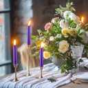 NIKY 10 inch Taper Candles Set of 12 Unscented Dripless Candlesticks 8 Hours Long Burning for Home Decoration Wedding Parties and Special Occasion Purple