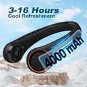 CIVPOWER Neck Fan: Portable Personal Neck Cooling Rechargeable Bladeless Fan - Hands Free 3 Speed 4000 mAh Battery USB Operated Wearable Headphone Design - Gift for Men Women Outdoor (Black)