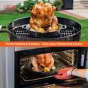 Onlyfire Universal Cast Iron Chicken Roaster, Pre-Seasoned Poultry Roaster Beer Can Turkey Holder with Roasting Pan for Most Grills and Oven