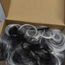 REECHO Ponytail Extension, 9" Claw Clip in Short Curly Wavy Pony Hair Extension Jaw Clip on Pony Tail HP001 Hairpiece for Women - Grey with White Ends