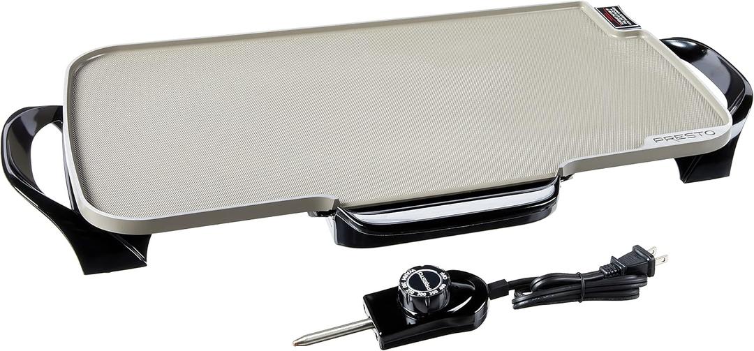 Presto 07062-22-Inch Ceramic Removable Handles Electric Griddle, Grey Ceramic