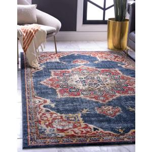 Unique Loom Utopia Collection Traditional Classic Vintage Inspired Area Rug with Warm Hues (2' 2 x 3' 0 Rectangular, Navy Blue/Burgundy) (Dark Blue/Beige)