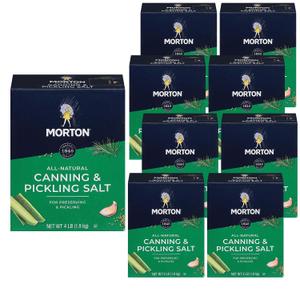 Morton Canning & Pickling Salt (4 lb), 9-Pack, Bulk Salt, Perfect for Preserving & Home Canning (EXP 11/24/26)