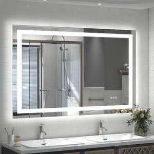 48x30 LED Lighted Bathroom Mirror, Vanity Mirror with Lights for Wall, Dimmable, Defogger, Shatter-Proof, 3 Colors, ETL Listed (Frontlit+ Backlit) (Frameless Led Mirror)