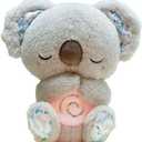 QFCST Relief Koala Breathing Stuffed Toy, Anxiety Relief Plush Breathing Animal, Sleeping Koala Plush Breathing with Musical Lights & Rhythmic Breathing Motion