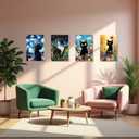 4 Pack Framed Paint by Numbers Kit for Adults Beginner Canvas Painting by Numbers for Adults Black Cat Easy Adult Paint by Number Kits with Frame Starry Night Watercolor Painting by Number 8x12 Inch