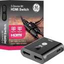 GE 2-Device 8K HDMI Switch, HDMI 2.1, Supports 8K@60Hz & 4K@120Hz, Dolby Atmos, HDCP 2.2, LED Indicator, USB-C Powered, Premium Aluminum Housing, 81660