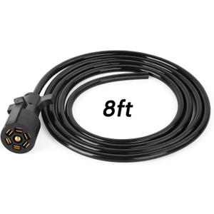 Gilardino 7 Way Trailer Plug, 7 pin Trailer Wiring Harness, 8 Feet 7-Wire Trailer Adapter Cord for RV
