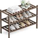 Dranixly Shoe Rack, 3-Tier Bamboo Stackable Shelf Storage Organizer, Stand for Closet, Entryway, Hallway, Bathroom and Living RoomMocha
