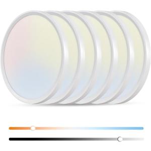 6PK Dimmable 15.8 Inch Led Ceiling Light Flush Mount, 34W, 3060LM, 3000K/3500K/4000K/5000K/6500K CCT, 0.98" Super Slim Close to Ceiling Round Flat Panel Light for Hallway,Kitchen ect, White