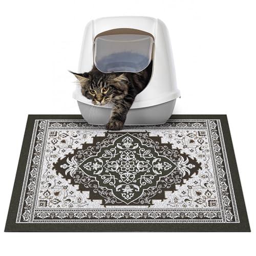 Glittme Cat Litter Mat with Non-Slip Bottom Litter Box Mat 24"X15" Litter Trapping Mat Easy to Clean Washable Cat Food Mat for Kitty,S