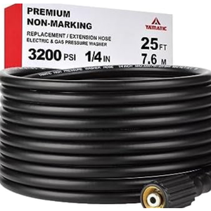 YAMATIC Pressure Washer Hose 25FT 1/4" Kink Resistant M22 Brass Fitting Power Washer Hose Replacement for Ryobi, Troy Bilt, Greenworks, CRAFTSMAN & More High PressureWashers, 3200 PSI