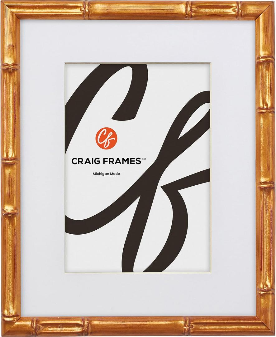 Craig Frames 14x18 Gold Picture Frame Matted to 12x16, Wood Wall Decor