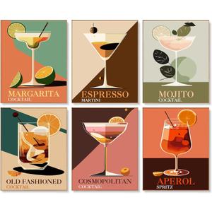 4 Pack Paint by Numbers Kit for Adults Beginners - 8x10 Inch Cocktail Adult Paint by Number Kits on Canvas, Cocktail DIY Acrylic Oil Number Painting Kits for Adults, Perfect for Gift Home Decor