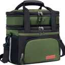 JOINGO Tactical Lunch Box for Men & Women Expandable 16L Double Deck Insulated Cooler Bag for Work, Construction & 12-Hour Shifts Heavy Duty Leakproof Large Meal Prep Tote with Shoulder Strap, Green