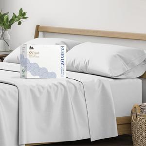 Mayfair Linen 100% Organic Cotton Percale Sheets - California King Size, 4 Piece Set, Percale Weave, Crisp, Cooling, 16" Deep Pocket - Light Grey
