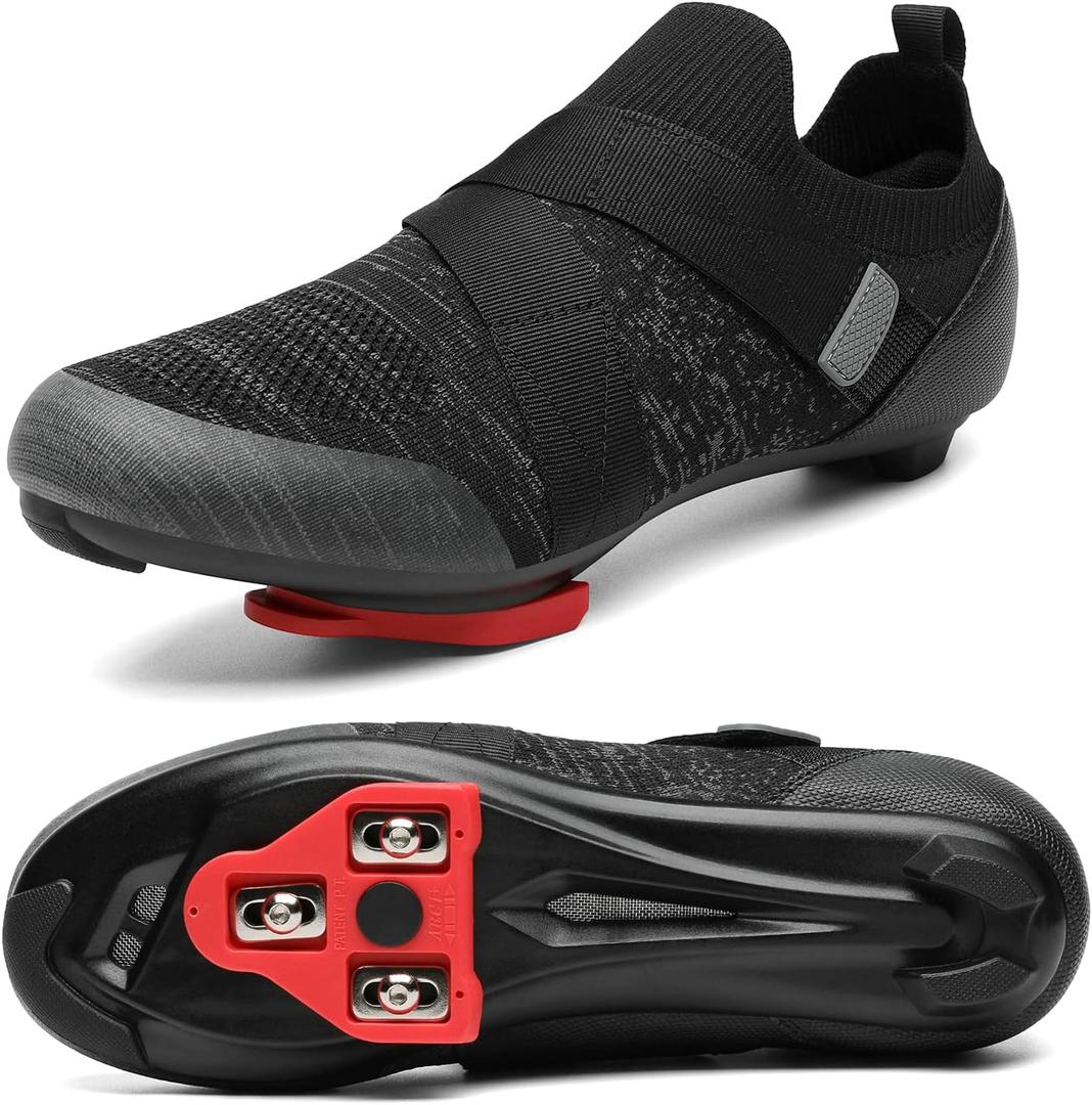 Unisex Cycling Shoes Compatible with Peloton Bike & SPD Indoor Road Riding Biking Bike Shoes with Delta Cleats Included for Men Women Black M11