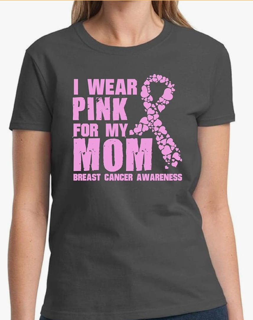 Vizor Women's Breast Cancer Shirts I Wear Pink for My Mom Tshirt Cancer Awareness Tshirts L