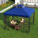 10'x10' Replacement Canopy Top Cover Only for Gazebo, Double Tiered Gazebo Covers for Outdoor Patio Garden Canopy(Blue)