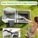 Rockever Plastic Rabbit Cage Outdoor Indoor, Waterproof Rabbit Hutch-Leak-Proof Pull-Out Tray&Chew-Proof, Bunny Cage Guinea Pig Cages with Run, Easy-Clean & Ideal for Small Animal(Grey)