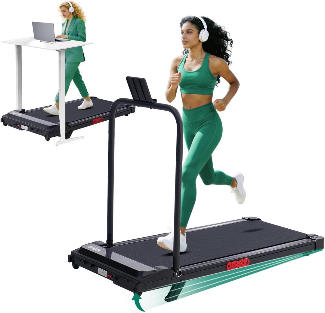 Walking Pad Treadmill with Handle Bar and Incline, 0.6-7.6MPH Electric Under Desk Treadmill for Home Small, 350LBS Mini Small Treadmills with Handles, 3.0HP Portable Treadmills for Home Exercising