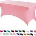 Peomeise 6FT Spandex Table Cover Rectangular Stretch Spandex Tablecloth (Pink,6FT)