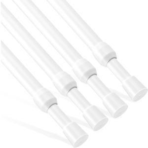 Tension Rod 28 to 48 Inch, Goowin Tension Curtain Rod, 5/8" Diameter No Drilling Small Tension Rod, Expandable Spring Loaded Curtain Rods, Tension Rods for Closet, windows, Cupboard, 4 Pack, White