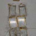 Reginary 7 Pcs 2 x 3 Inch Glass Frame for Pressed Flowers Mini Hanging Double Brass Frame Floating Glass Photo Picture Frame with Chain for Artwork Art Specimen Wall Plant DIY Decor(Gold)