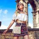 Peicees Crossbody Bag Purse For Women Bohemian Shoulder Bag Woven Crochet Purse For Summer Beach Travel Clutch Handbag