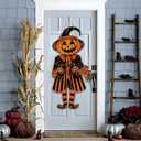 Vintage Halloween Decorations Wood Door Sign 23.6x11.8inch Retro Halloween Party Wall Door Hanger Decorations Horror Spooky Pumpkin Style Wood Sign