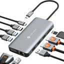 USB C Docking Station Dual HDMI Adapter, 11 in 1 Multi Display Docking Station Dual Monitor with 2 HDMI, VGA, 100W PD, 4 USB, USB C Hub Multiport Dongle Compatible with MacBook/Dell/HP/Lenovo Laptops