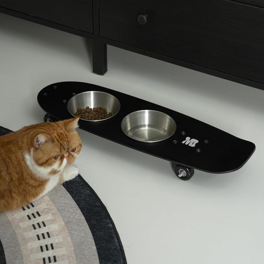 Dog Bowls Water and Food Cat Bowl Stainless Steel Bowl Pet Feeder Bowls for Medium Dogs and Cats Puppies, Black