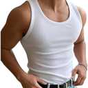 RoseSeek Men's Summer Tank Top Scoop Neck Knit Gym Workout Muscle Tank Undershirt Sleeveless Shirts XXXL