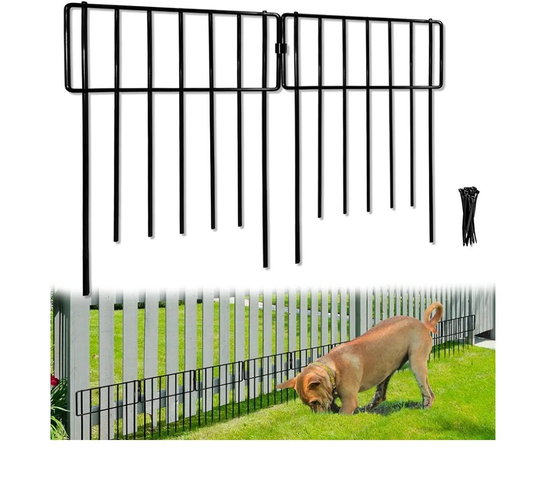 Thrivinest 10 Pack Animal Barrier, No Dig Decorative Fence, 17in(H) x10ft(L) Rustproof Metal Small Garden Fence Border for Dogs Rabbits, Bottom Blocker for Outdoor Yard Patio