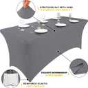 Smiry 2 Pack Spandex Table Cloth 8FT, Elastic Fitted Stretch Tablecloths, Washable and Wrinkle Free Rectangular Patio Table Cover for Outdoor, Wedding, Banquet & Parties (Grey, 96Lx30Wx30H Inch)