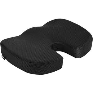 Amazon Basics Comfortable Seat Cushion for Office Chairs, Enhanced Memory Foam with Cooling Gel, Non-Slip, Long Sitting Support, Black