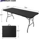 Byliable Folding Table 6ft Portable Heavy Duty Plastic Fold-in-Half 6 Foot Foldable Table Utility Dining Indoor Outdoor with Carrying Handle for Camping Picnic and Party, Black