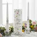 Irenare Unity Candles with Holder for Wedding Ceremony Unity Candle Set Wedding Table Decorations Accessories for Formal Events Church (Wildflower)