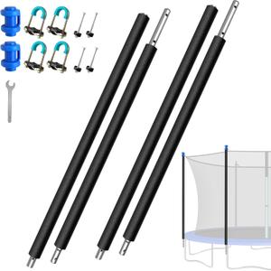 2PCS Trampoline Replacement Poles-Universal Trampoline Replacement Enclosure Pole Kit with Foam SleevesPole Caps & Hardware for 2 Installation Methods, Fits 8-16FT Straight Pole Trampolines Frame